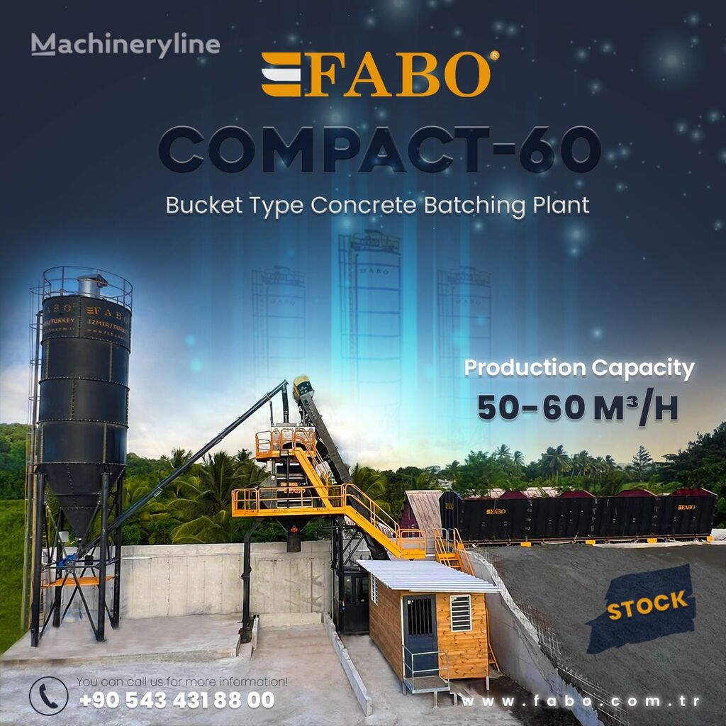 central de betão FABO SKIP SYSTEM CONCRETE BATCHING PLANT | 60m3/h Capacity | STOCK novo