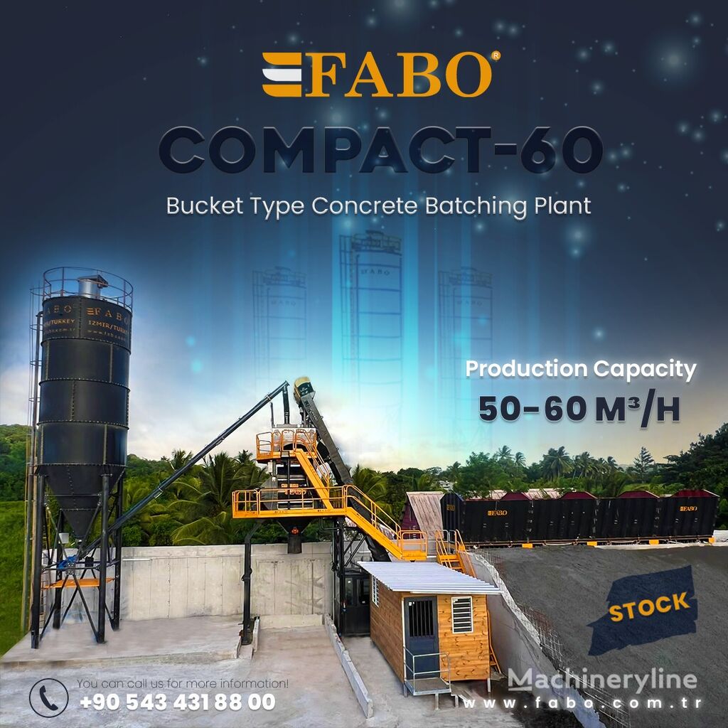 central de betão FABO SKIP SYSTEM CONCRETE BATCHING PLANT | 60m3/h Capacity | STOCK novo